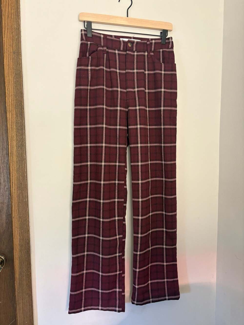 Hollister Ultra High-Rise Preppy Academia Plaid Wide Leg Trousers Sz 3R W26